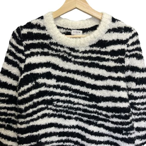 J. Crew Womens XS Sweater Wool Alpaca Blend Zebra Print Crewneck Long Sleeve - Picture 5 of 10
